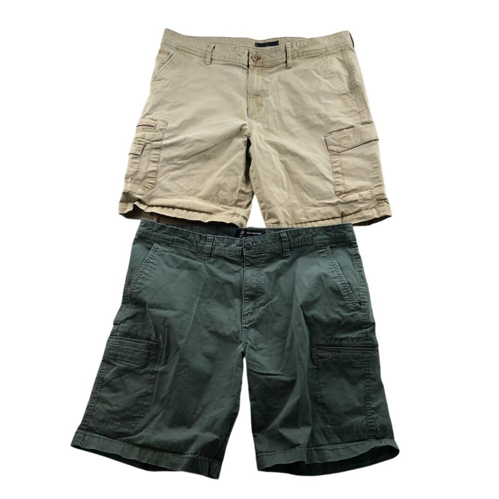 Weatherproof Mens Cargo Shorts Size 40W Lot Of Two Outdoors Tan Green Casual